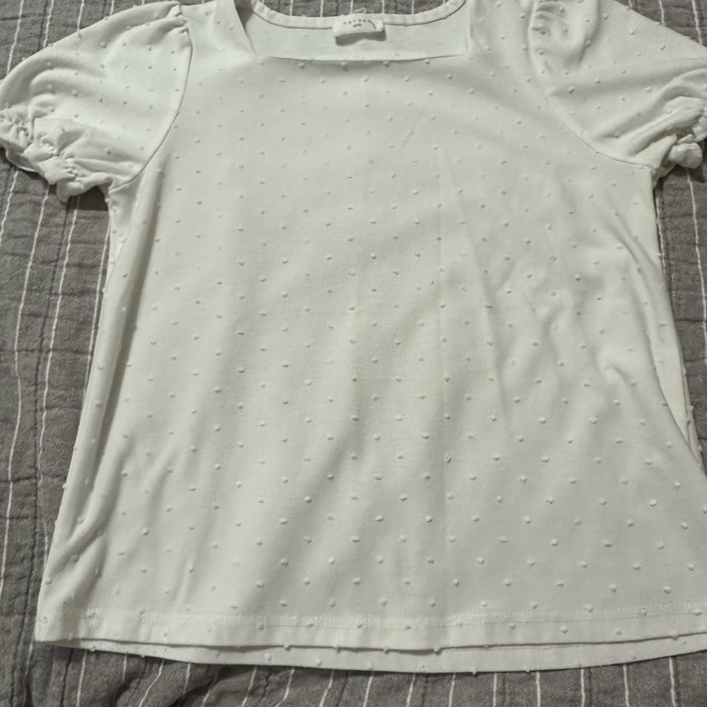 Hayden White Textured Puff Sleeve Top